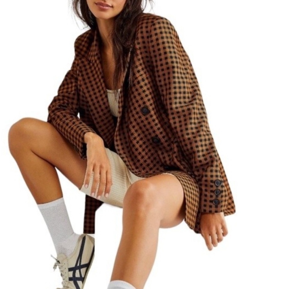 NWOT Free People Ashby Gingham Checkered Blazer - Picture 5 of 13